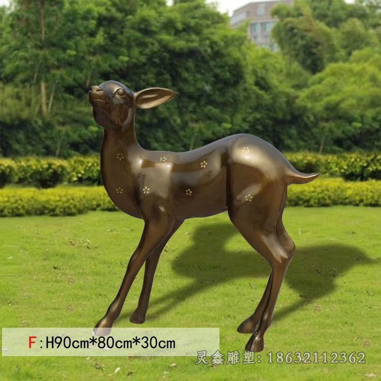 玻璃钢小鹿雕塑，仿铜动物雕塑 (2)