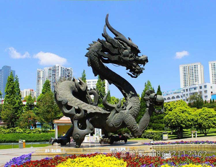 公园神龙雕塑，铜雕龙_看图王