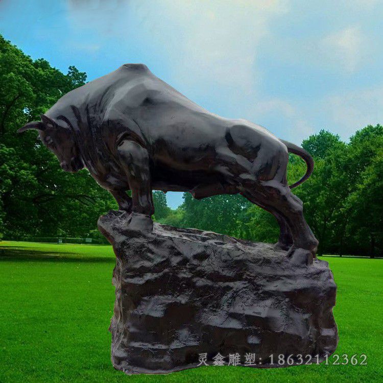 公园拓荒牛雕塑 玻璃钢仿铜动物雕塑 (3)
