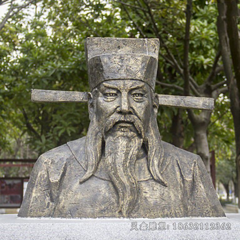 包拯胸像雕塑，玻璃钢仿铜人物 (2)