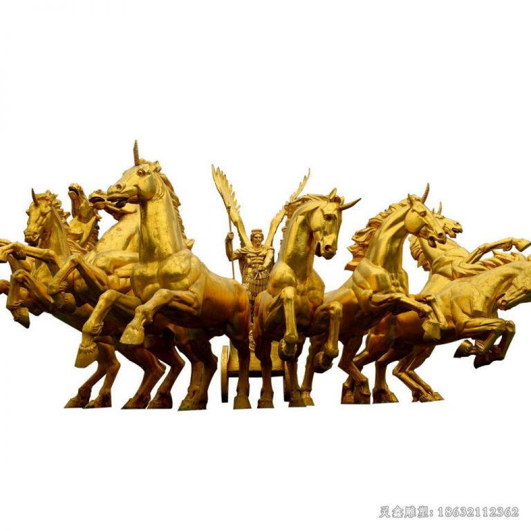 八马奔腾铜雕，公园景观雕塑 (15)