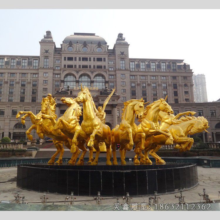八马奔腾铜雕，公园景观雕塑 (18)