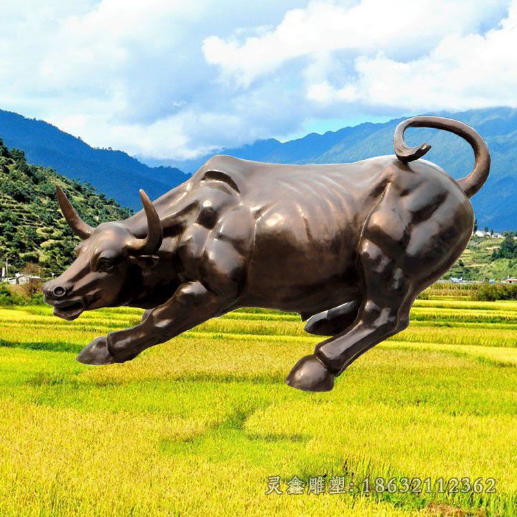 玻璃钢仿铜华尔街牛 街边玻璃钢牛雕塑