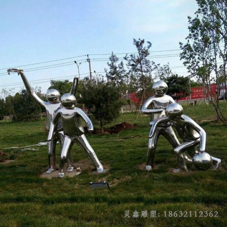 不锈钢抽象打篮球雕塑