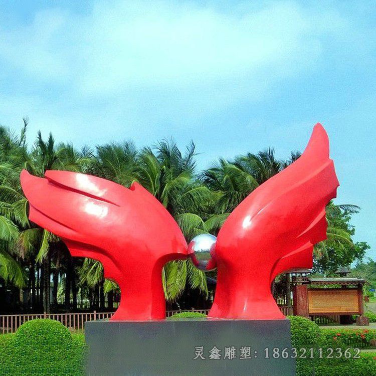 不锈钢抽象翅膀雕塑