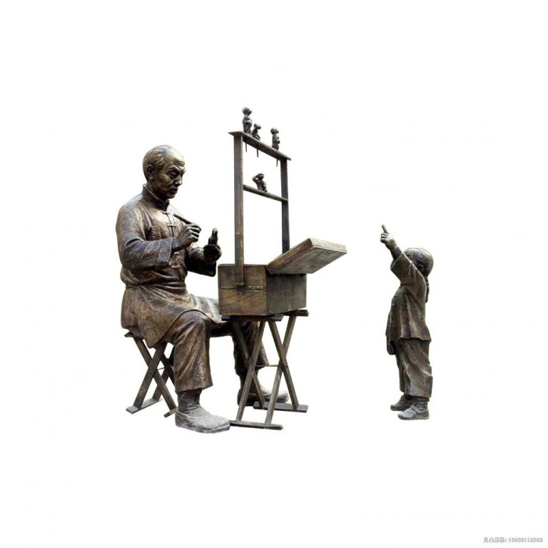 吹糖人民俗人物铜雕 (2)