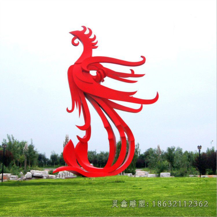 不锈钢抽象凤凰雕塑广场城市户外不锈钢雕塑彩色凤凰动物雕塑摆件70006