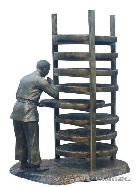 茶艺制作流程人物铜雕 (2)