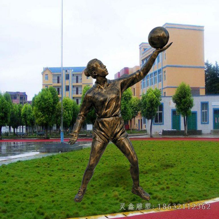 打篮球运动人物铜雕 (3)