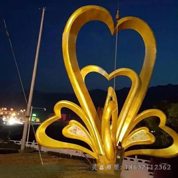 不锈钢抽象天鹅爱心造型雕塑