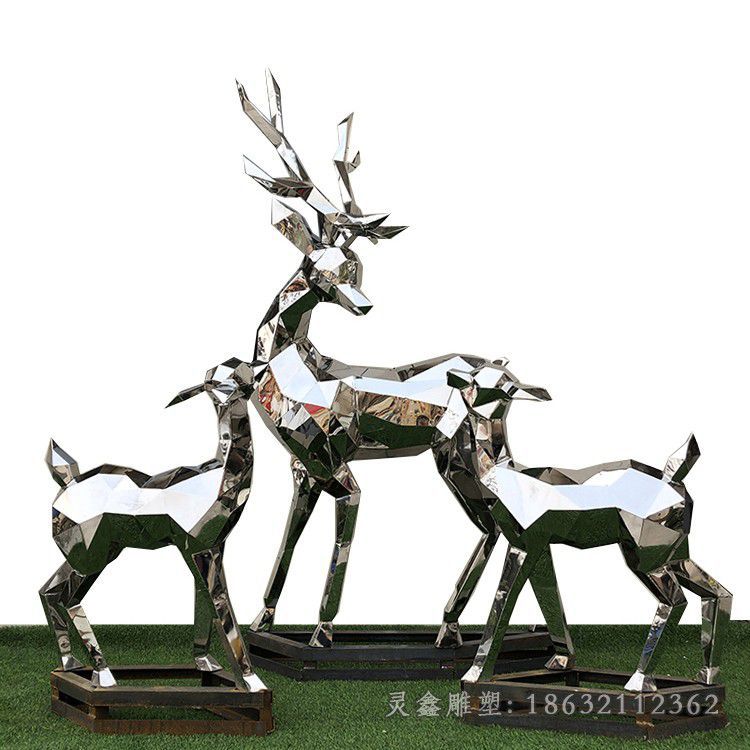 不锈钢抽象金属鹿雕塑