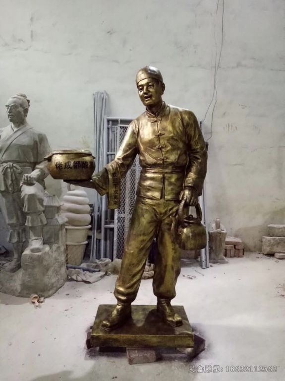 端盘店小二人物铜雕 (7)