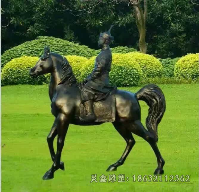 公园骑马人物铜雕 (2)