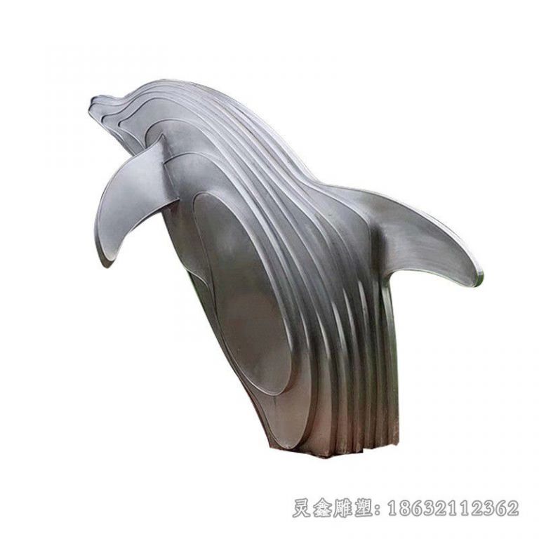 不锈钢抽象几何海豚雕塑