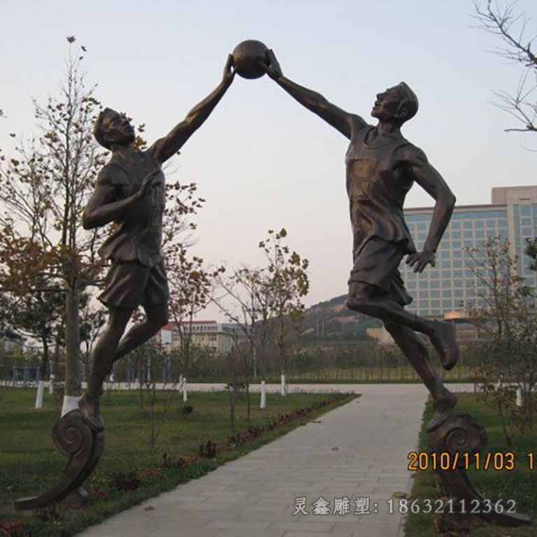 打篮球铜雕，公园景观铜雕 (11)
