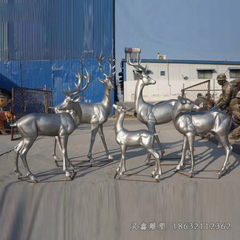 不锈钢抽象鹿组合铜雕