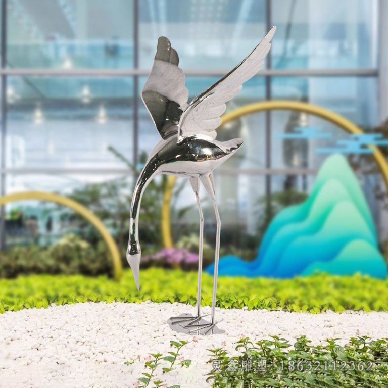 不锈钢抽象仙鹤雕塑 (5)