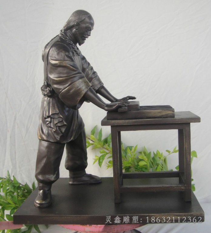 玻璃钢木匠雕塑，玻璃钢仿铜古人雕塑 (3)