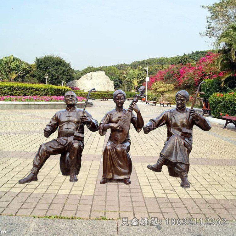 玻璃钢人物雕塑二胡音乐戏曲文化小品商业街民俗现货摆件厂家定做70258