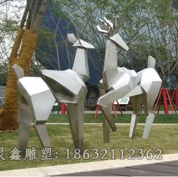 不锈钢抽象梅花鹿，不锈钢动物雕塑