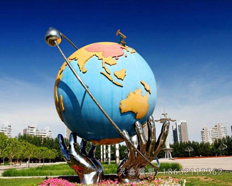 不锈钢地球雕塑，不锈钢地球仪雕塑_看图王