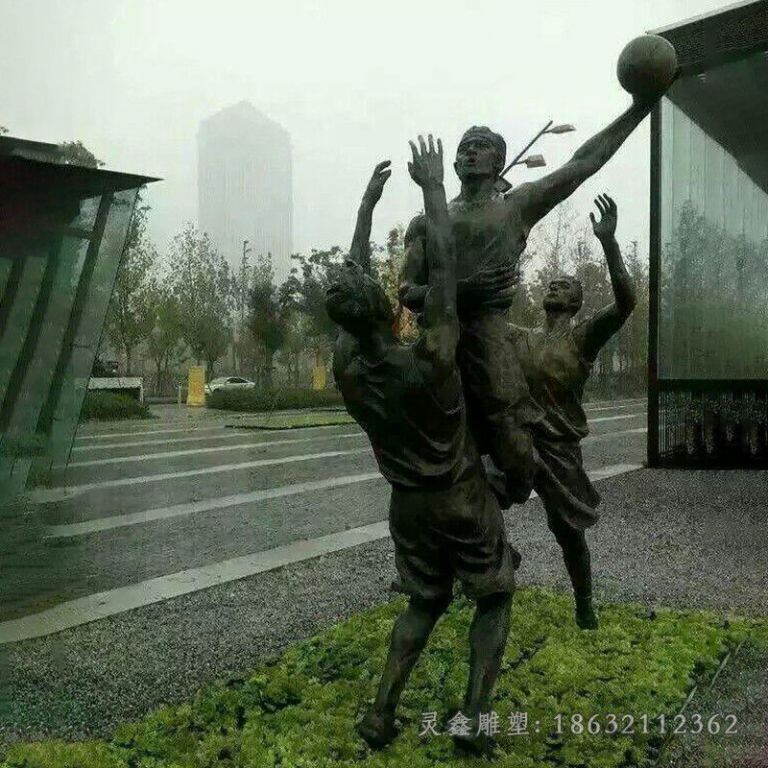 打篮球铜雕，公园景观铜雕 (9)