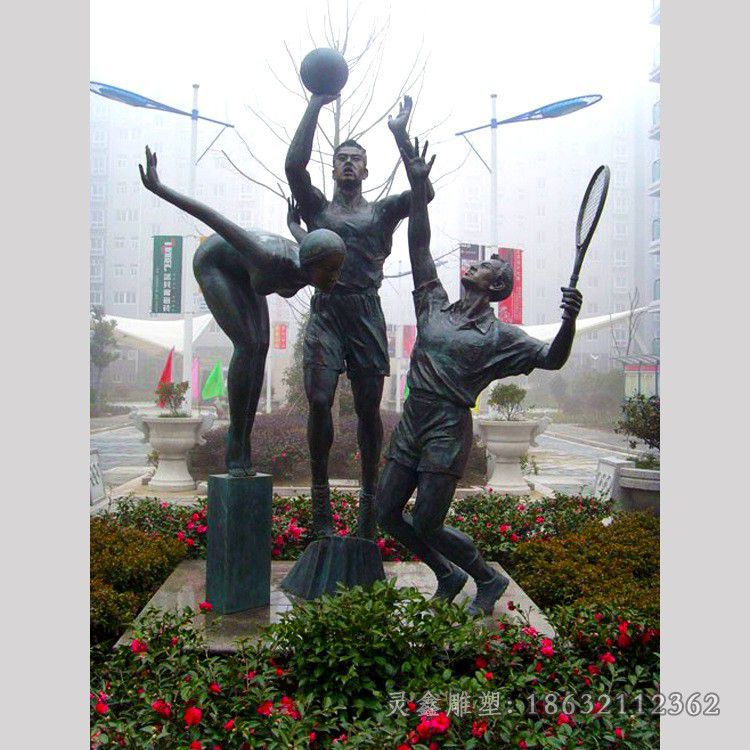 打篮球铜雕，公园景观铜雕 (13)