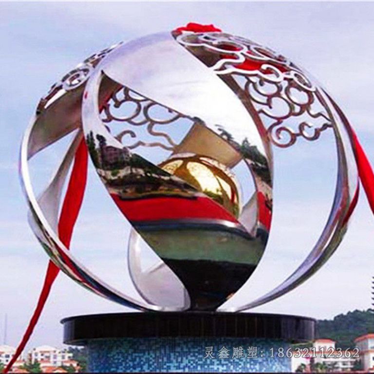 不锈钢雕塑大型景观雕塑金属创意城市地标建筑圆环水景雕塑定制24892