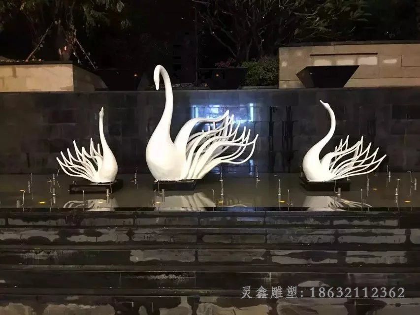 不锈钢天鹅，抽象天鹅不锈钢雕塑