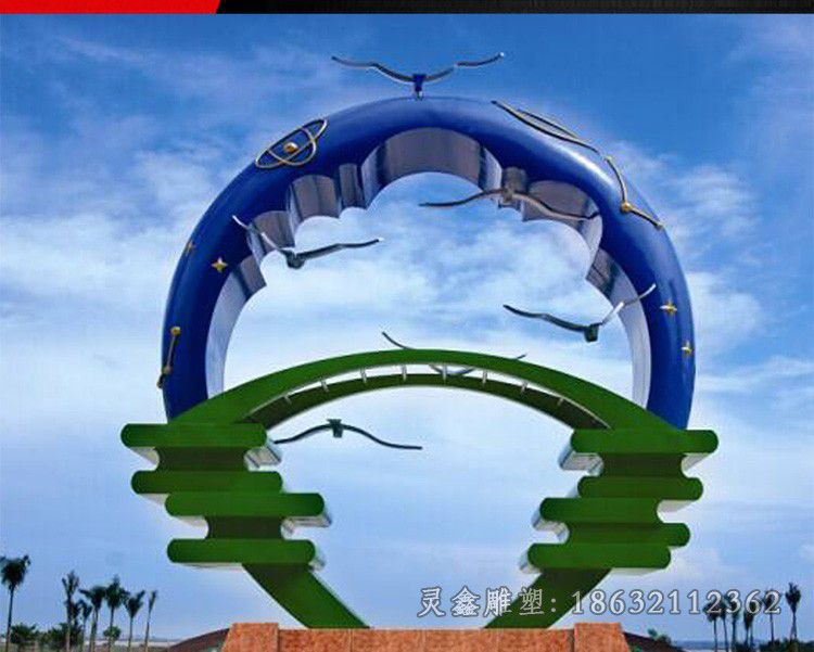 不锈钢海豚 广场景观雕塑 (1)