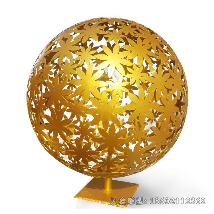 不锈钢花球雕塑，不锈钢镂空球 (5)