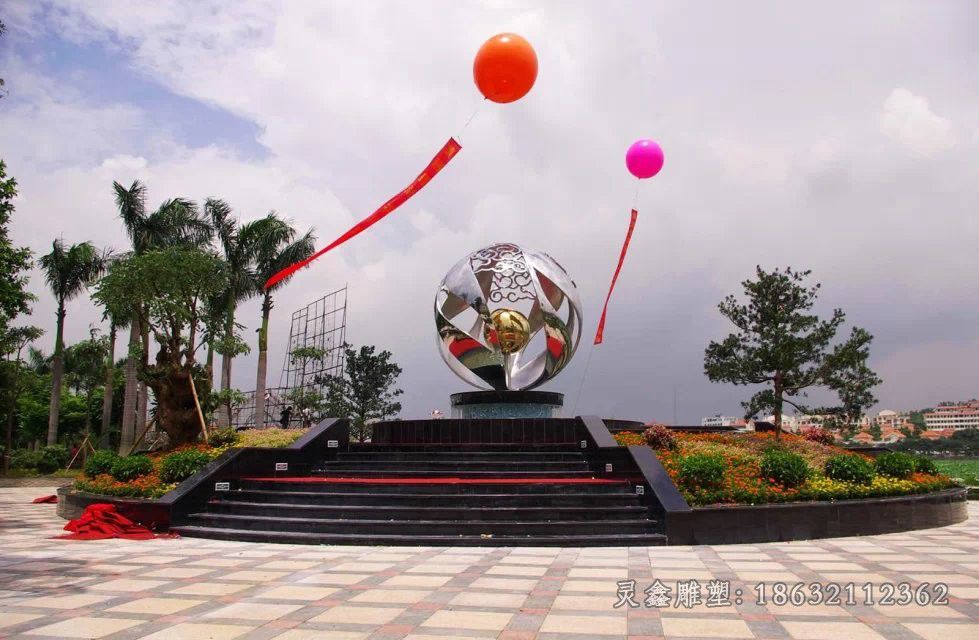 不锈钢花球雕塑，不锈钢镂空球 (6)