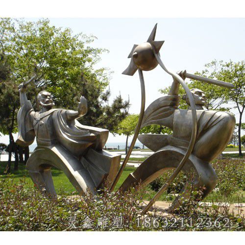 古人练功铜雕，公园景观铜雕