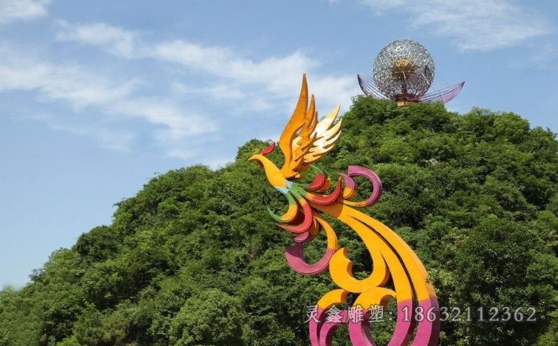 不锈钢凤凰动物雕塑 (1)_看图王