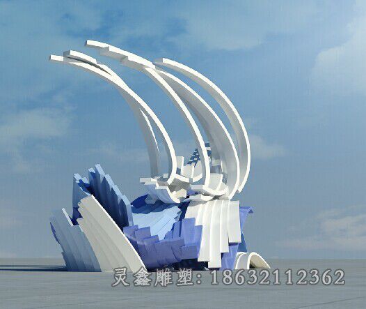 不锈钢海浪雕塑 (5)