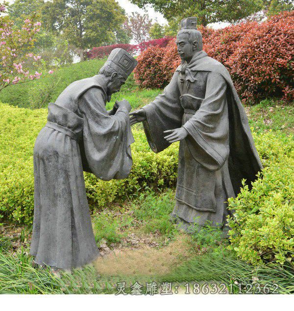 古人行礼铜雕，公园人物雕塑