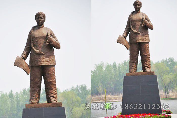 广场人物雕塑，杨三姐铜雕