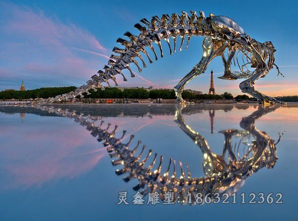 不锈钢恐龙雕塑，不锈钢广场雕塑