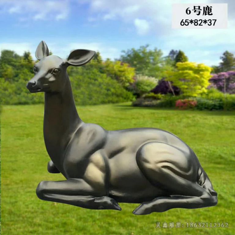 跪姿鹿动物铜雕