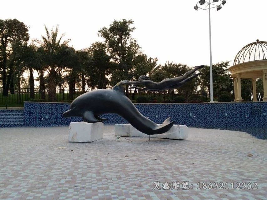 海豚户外景观动物铜雕 (3)