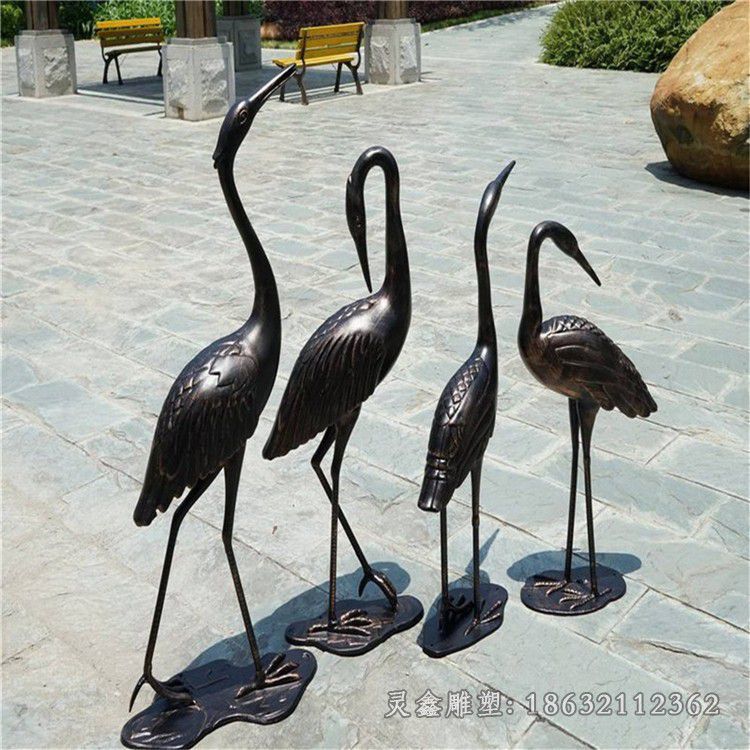河北铜像厂家制作抽象仙鹤雕塑 唐县铜像厂家制作公园仙鹤雕塑6094