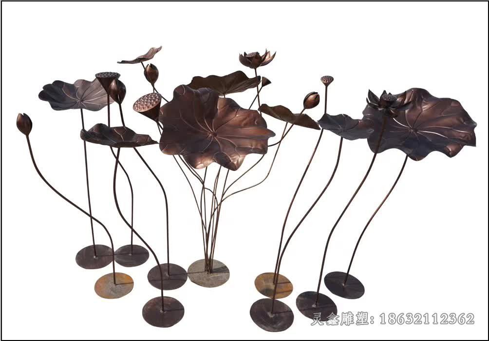 荷花锻铜雕塑