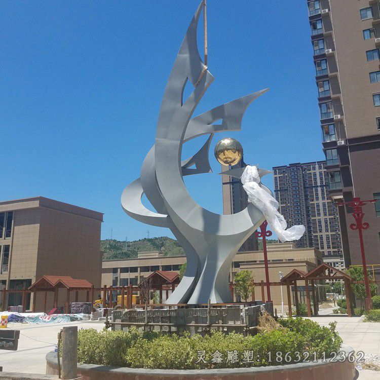 企业不锈钢抽象凤凰雕塑