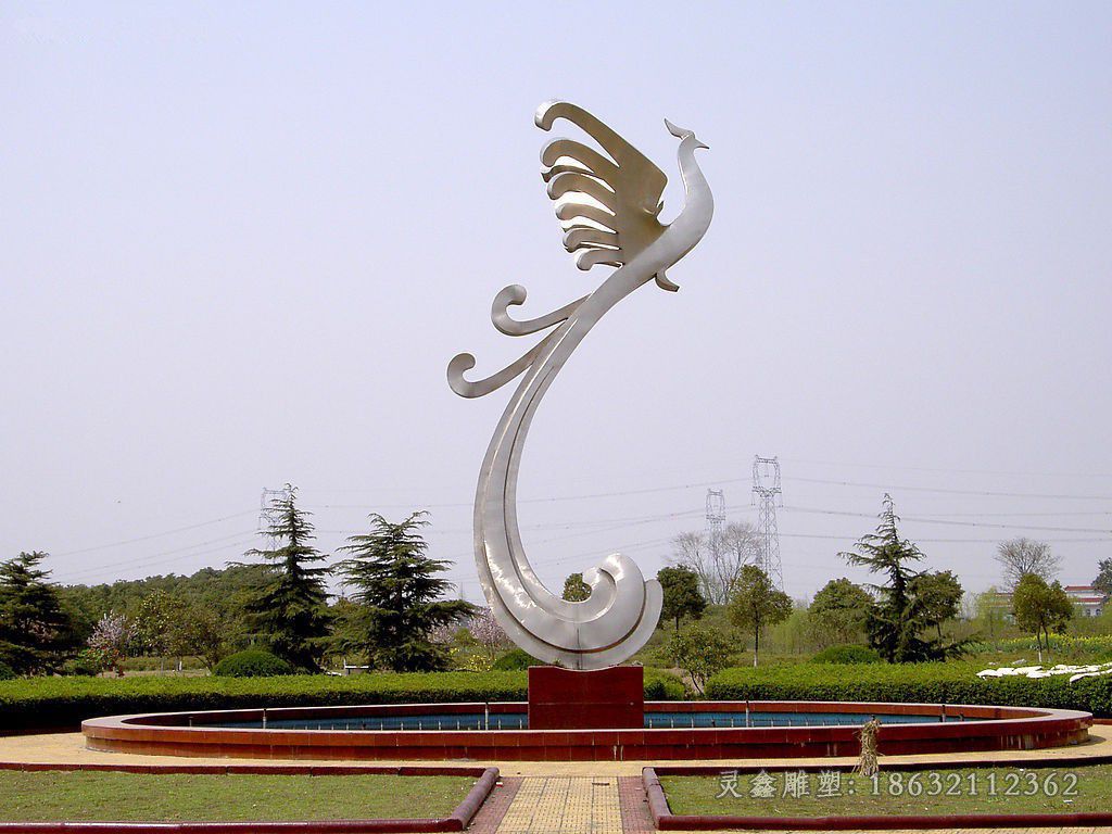 不锈钢凤凰动物雕塑 (13)