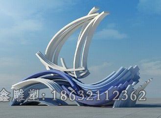 不锈钢海浪雕塑 (2)