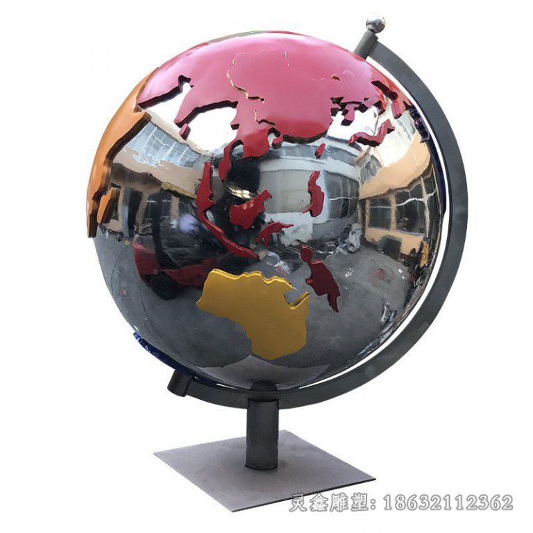 酒店大堂门口大型不锈钢地球仪雕塑