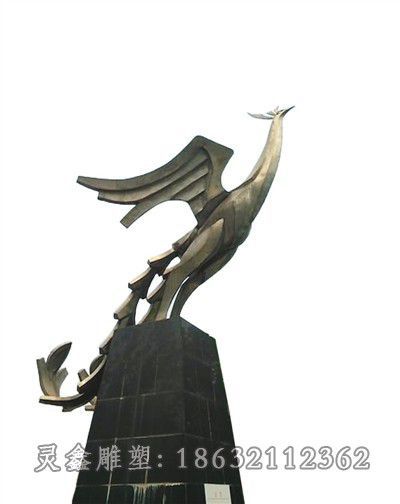 不锈钢凤凰动物雕塑 (14)