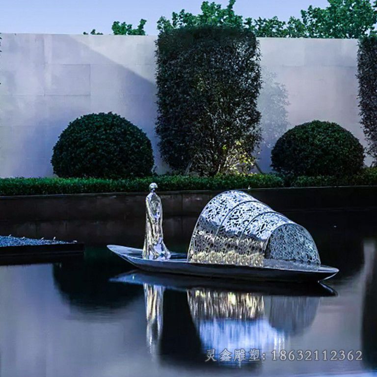 不锈钢船雕塑 (5)