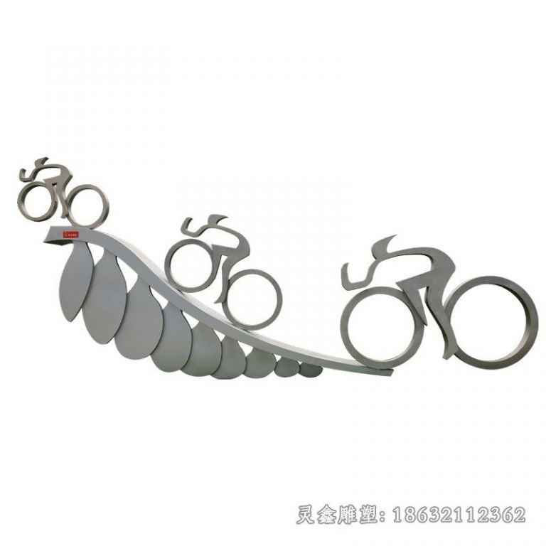 不锈钢创意赛车抽象人物雕塑 (2)