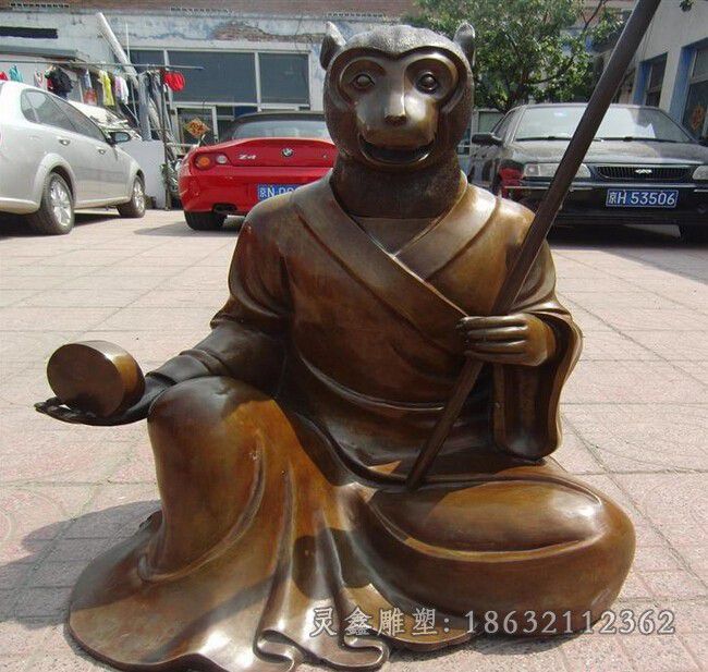 猴铜雕，十二生肖铜雕